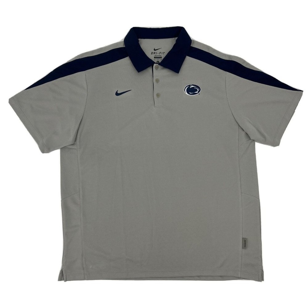 Nike Penn State Nittany Lions Shirt Men's XL Gray Short Sleeve Polo Dri-Fit